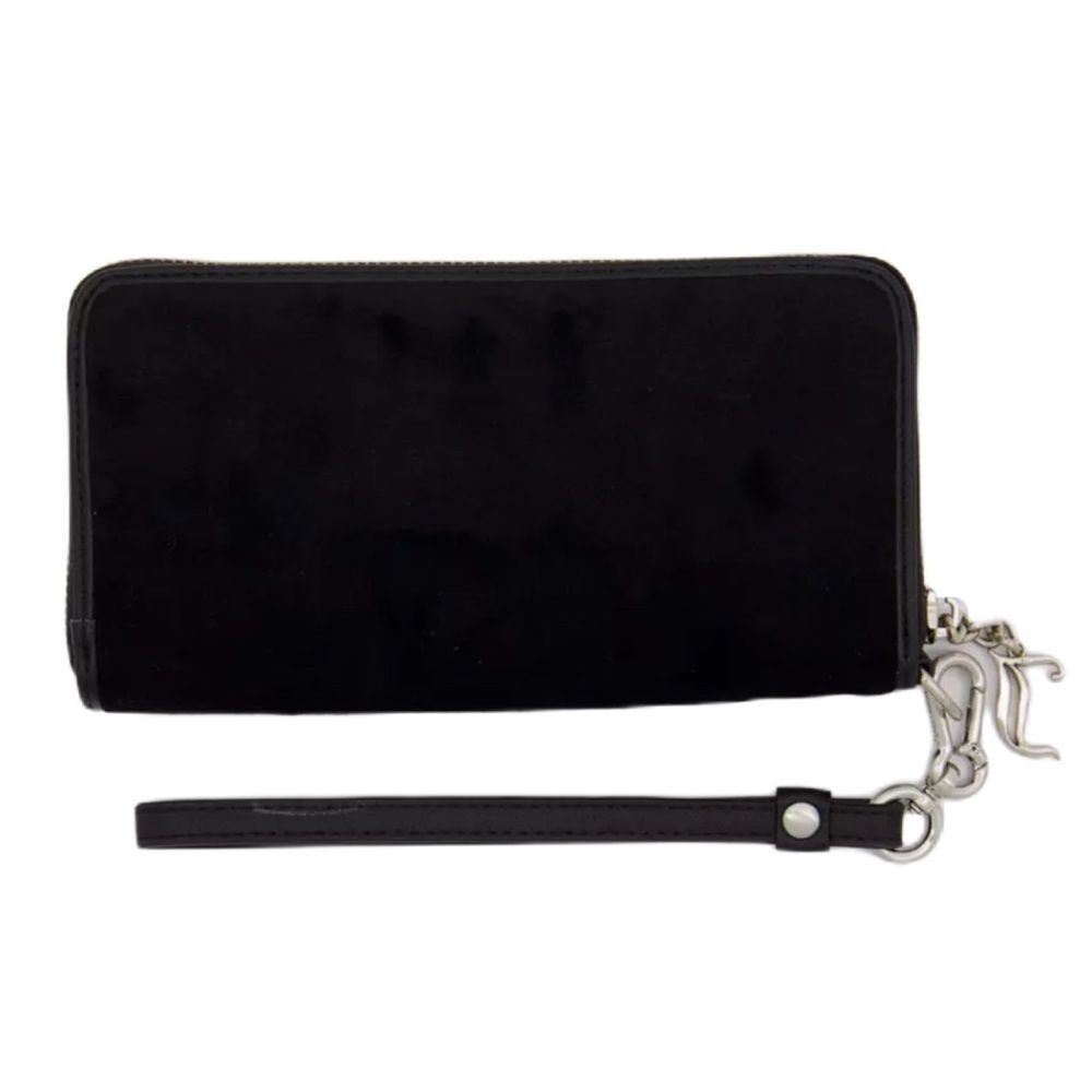 Juicy Couture Black Velour Twig Dogs Logo Embroidered Wallet Wristlet Clutch Bag - Picture 5 of 13